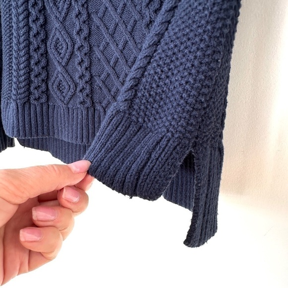 Lands’ End turtleneck sweater with  long sleeves, fitted, cable knit cotton - Picture 4 of 8